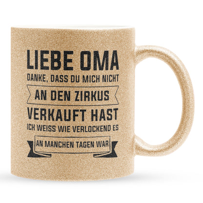 22Feels® Oma Geschenk - Glitzertasse mit Spruch (Gold, 320ml)-Glitzertasse Gold 320ml-22Feels