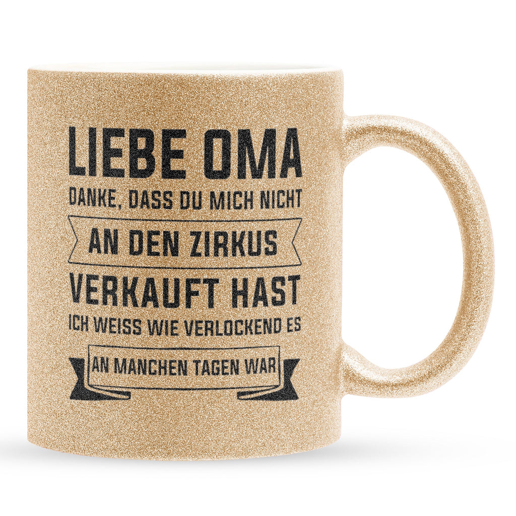 22Feels® Oma Geschenk - Glitzertasse mit Spruch (Gold, 320ml)-Glitzertasse Gold 320ml-22Feels