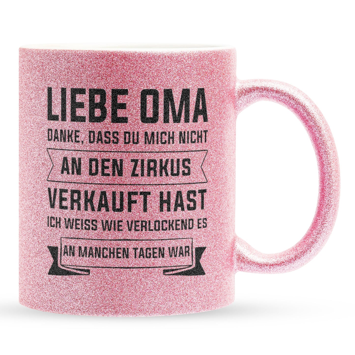 22Feels® Oma Geschenk - Glitzertasse mit Spruch (Pink, 320ml)-Glitzertasse Pink 320ml-22Feels