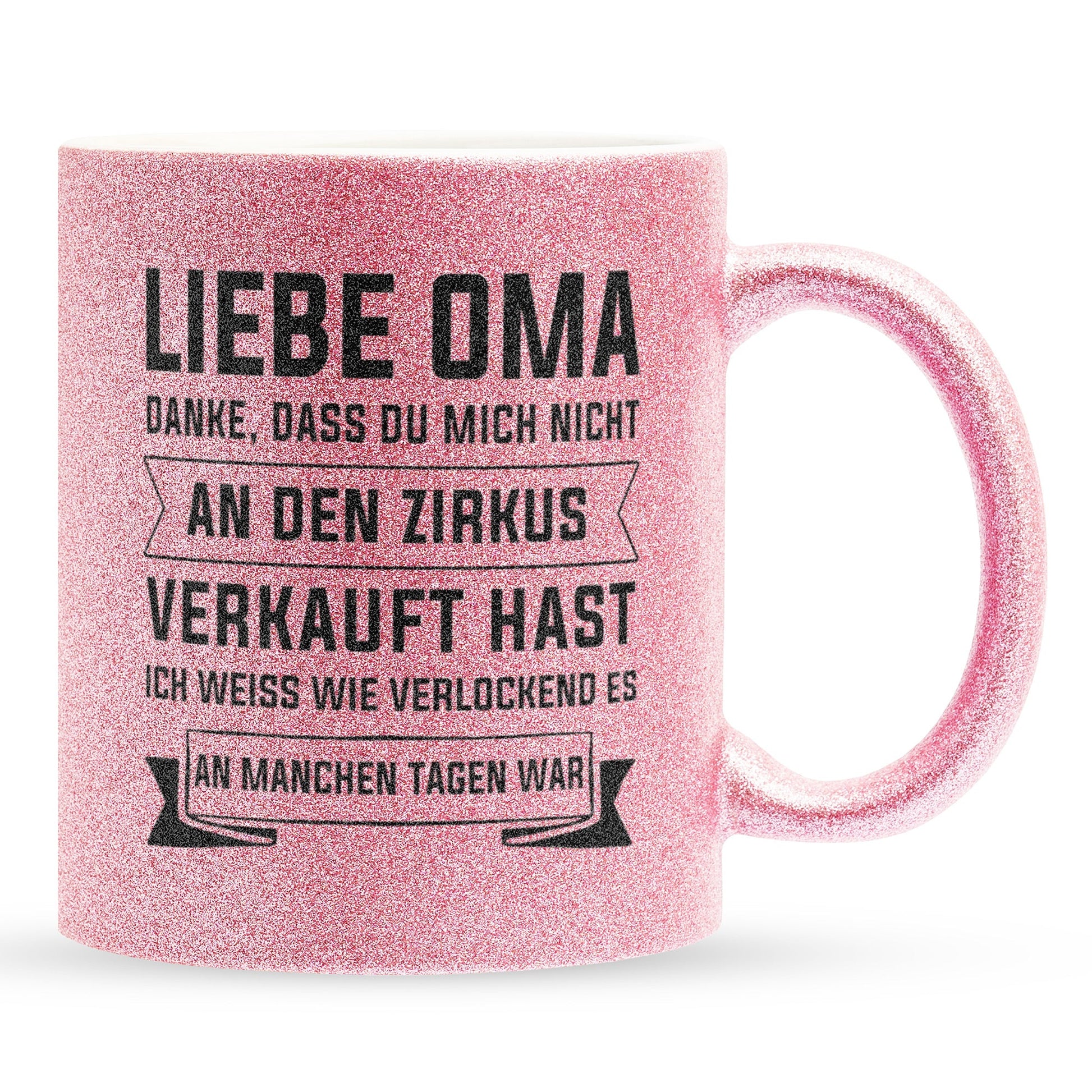 22Feels® Oma Geschenk - Glitzertasse mit Spruch (Pink, 320ml)-Glitzertasse Pink 320ml-22Feels