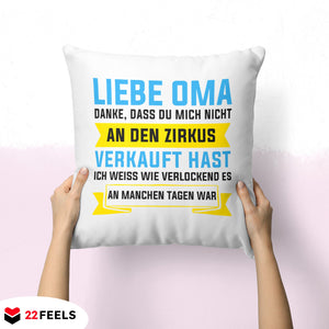 22Feels® Oma Geschenk - Kissen mit Spruch (Weiss 40x40cm)-Kissen Weiss 40x40-22Feels