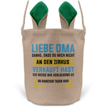 22Feels® Oma Grossmutter Osterkorb mit Henkel Ostergeschenk Tragetasche Ostern Deko Osternest Körbchen Hasenohren (Beige/Grün)-Ostern Tragetasche-22Feels