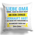 22Feels® Oma Geschenk von Enkel - Kissen mit Spruch (Weiss 40x40cm)-Kissen Weiss 40x40-22Feels