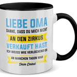 22Feels® Oma Geschenk von Enkel - Tasse mit Spruch (Weiss-Schwarz, 320ml)-TwoTone Tasse Weiss-Schwarz 320ml-22Feels