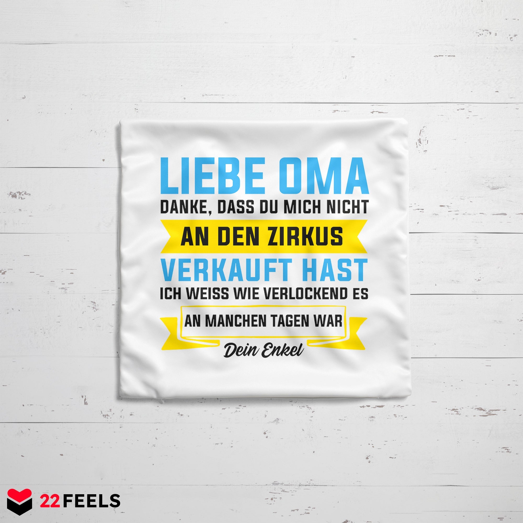 22Feels® Oma Geschenk von Enkel - Kissen mit Spruch (Weiss 40x40cm)-Kissen Weiss 40x40-22Feels
