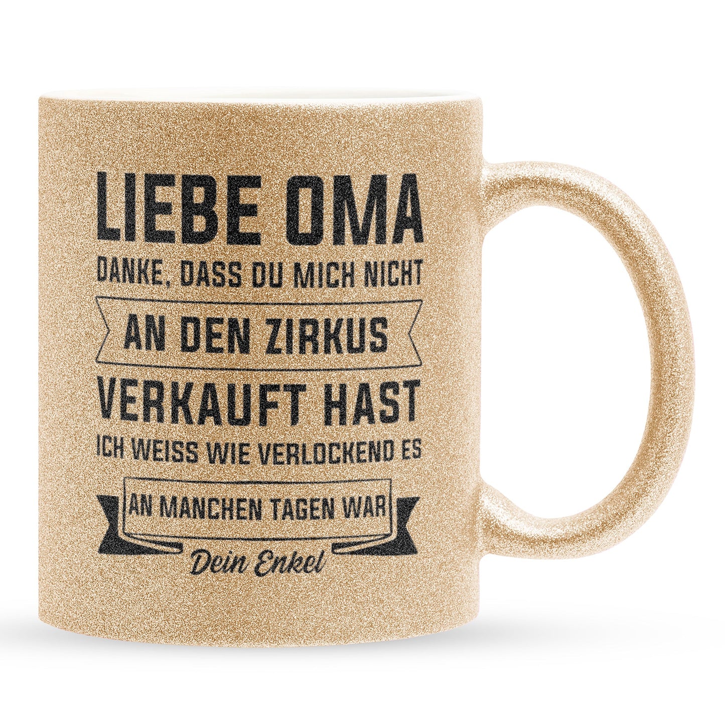 22Feels® Oma Geschenk von Enkel - Glitzertasse mit Spruch (Gold, 320ml)-Glitzertasse Gold 320ml-22Feels