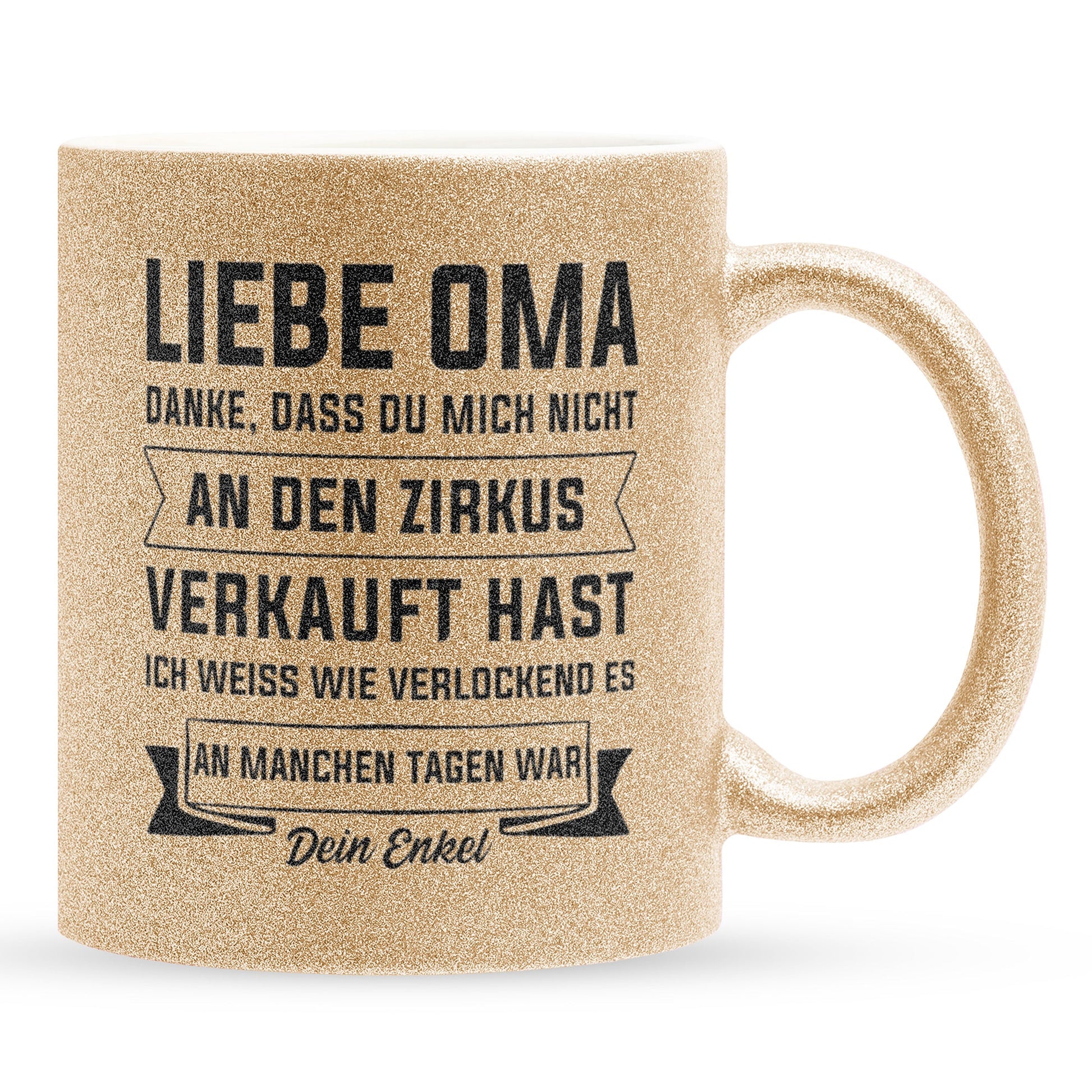 22Feels® Oma Geschenk von Enkel - Glitzertasse mit Spruch (Gold, 320ml)-Glitzertasse Gold 320ml-22Feels