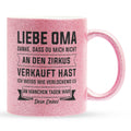 22Feels® Oma Geschenk von Enkel - Glitzertasse mit Spruch (Pink, 320ml)-Glitzertasse Pink 325ml-22Feels