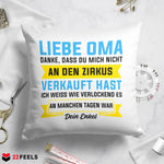 22Feels® Oma Geschenk von Enkel - Kissen mit Spruch (Weiss 40x40cm)-Kissen Weiss 40x40-22Feels