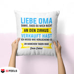 22Feels® Oma Geschenk von Enkel - Kissen mit Spruch (Weiss 40x40cm)-Kissen Weiss 40x40-22Feels