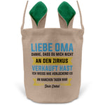 22Feels® Oma Osterkorb von Enkel Grossmutter mit Henkel Ostergeschenk Tragetasche Ostern Deko Osternest Körbchen Hasenohren (Beige/Grün)-Ostern Tragetasche-22Feels
