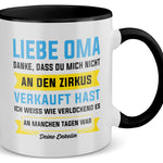22Feels® Oma Geschenk von Enkelin - Tasse mit Spruch (Weiss-Schwarz, 320ml)-TwoTone Tasse Weiss-Schwarz 320ml-22Feels