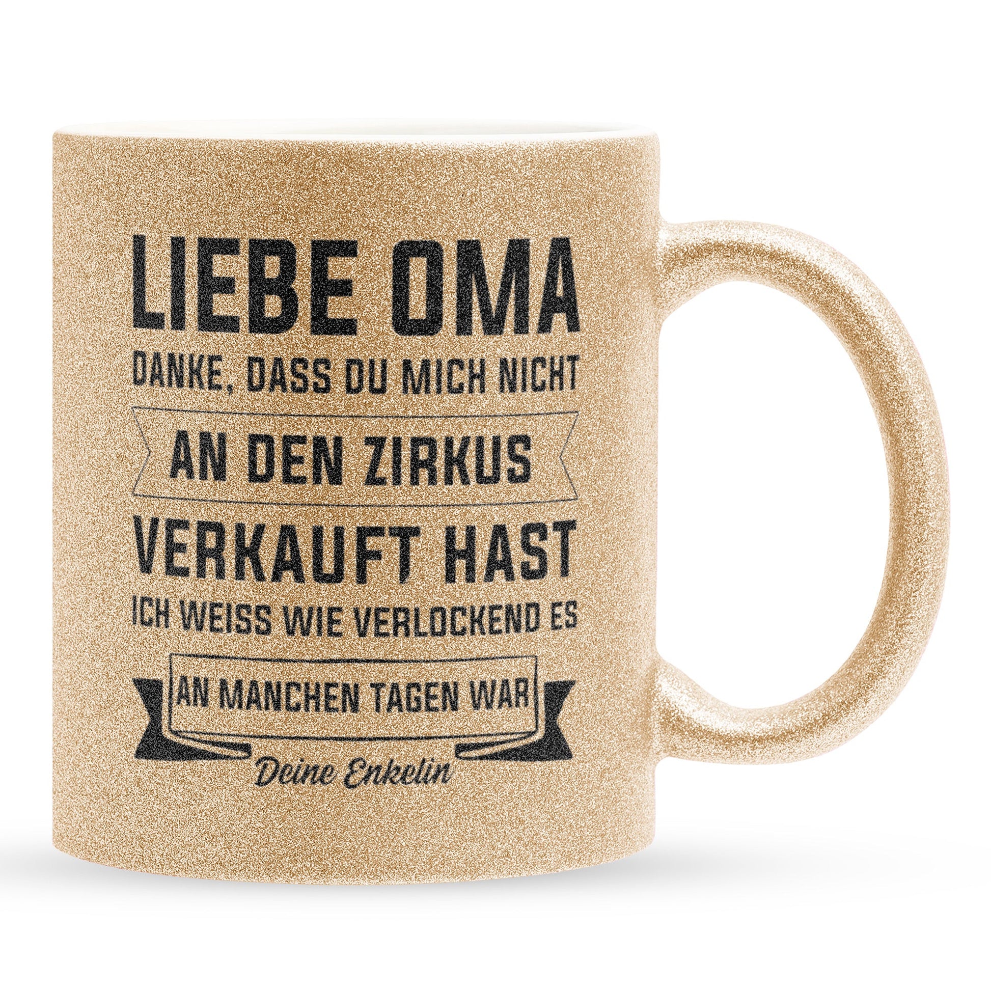 22Feels® Oma Geschenk von Enkelin - Glitzertasse mit Spruch (Gold, 320ml)-Glitzertasse Gold 320ml-22Feels