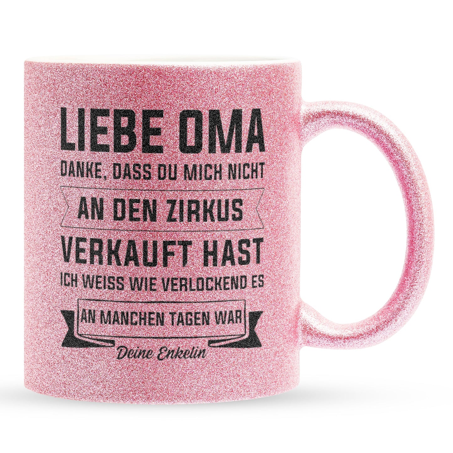 22Feels® Oma Geschenk von Enkelin - Glitzertasse mit Spruch (Pink, 320ml)-Glitzertasse Pink 320ml-22Feels