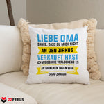 22Feels® Oma Geschenk von Enkelin - Kissen mit Spruch (Weiss 40x40cm)-Kissen Weiss 40x40-22Feels