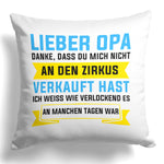 22Feels® Opa Geschenk - Kissen mit Spruch (Weiss 40x40cm)-Kissen Weiss 40x40-22Feels