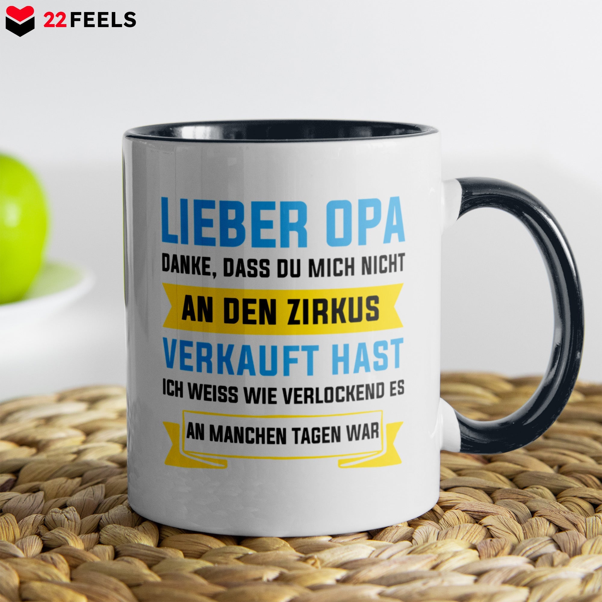22Feels® Opa Geschenk - Tasse mit Spruch (Weiss-Schwarz, 320ml)-TwoTone Tasse Weiss-Schwarz 320ml-22Feels