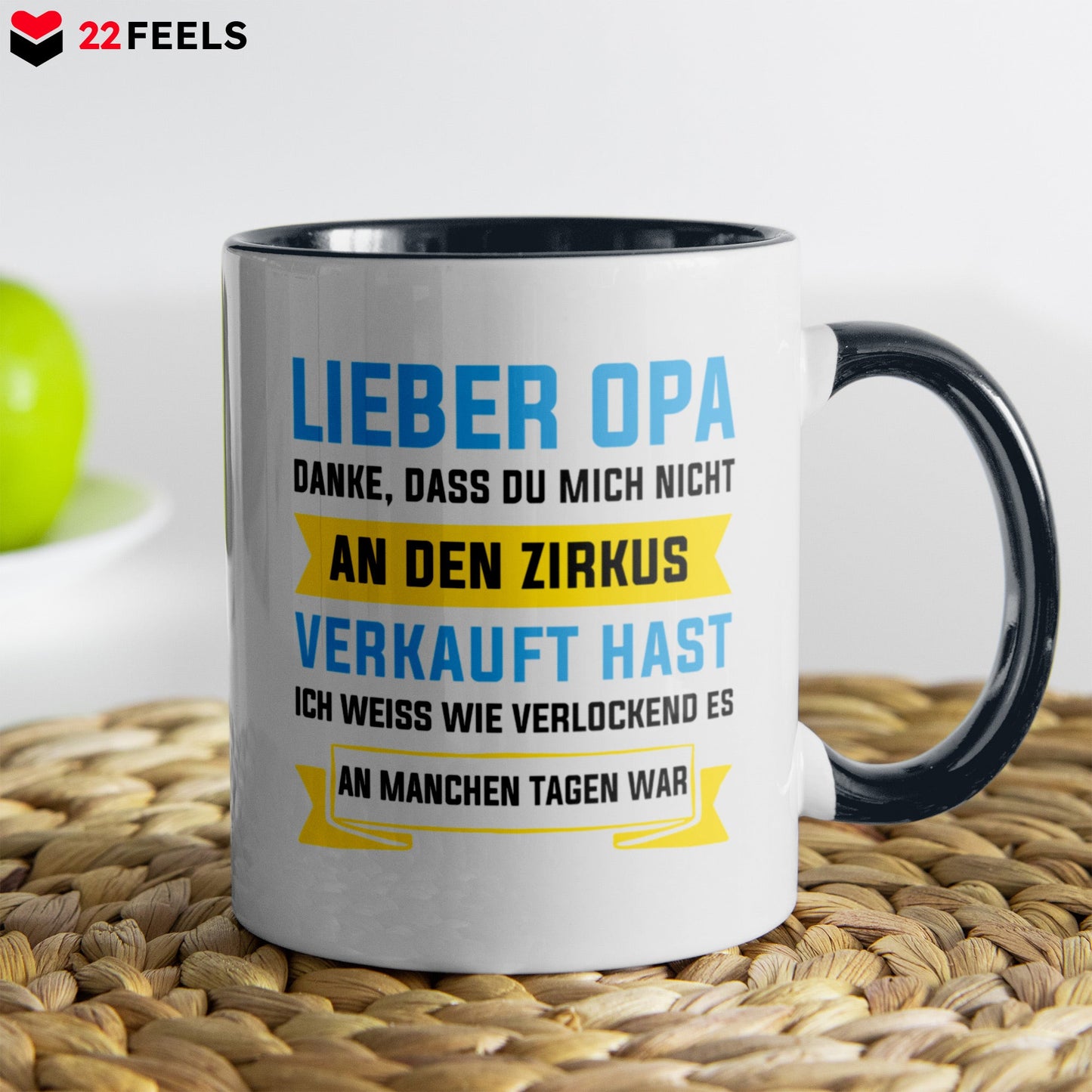 22Feels® Opa Geschenk - Tasse mit Spruch (Weiss-Schwarz, 320ml)-TwoTone Tasse Weiss-Schwarz 320ml-22Feels