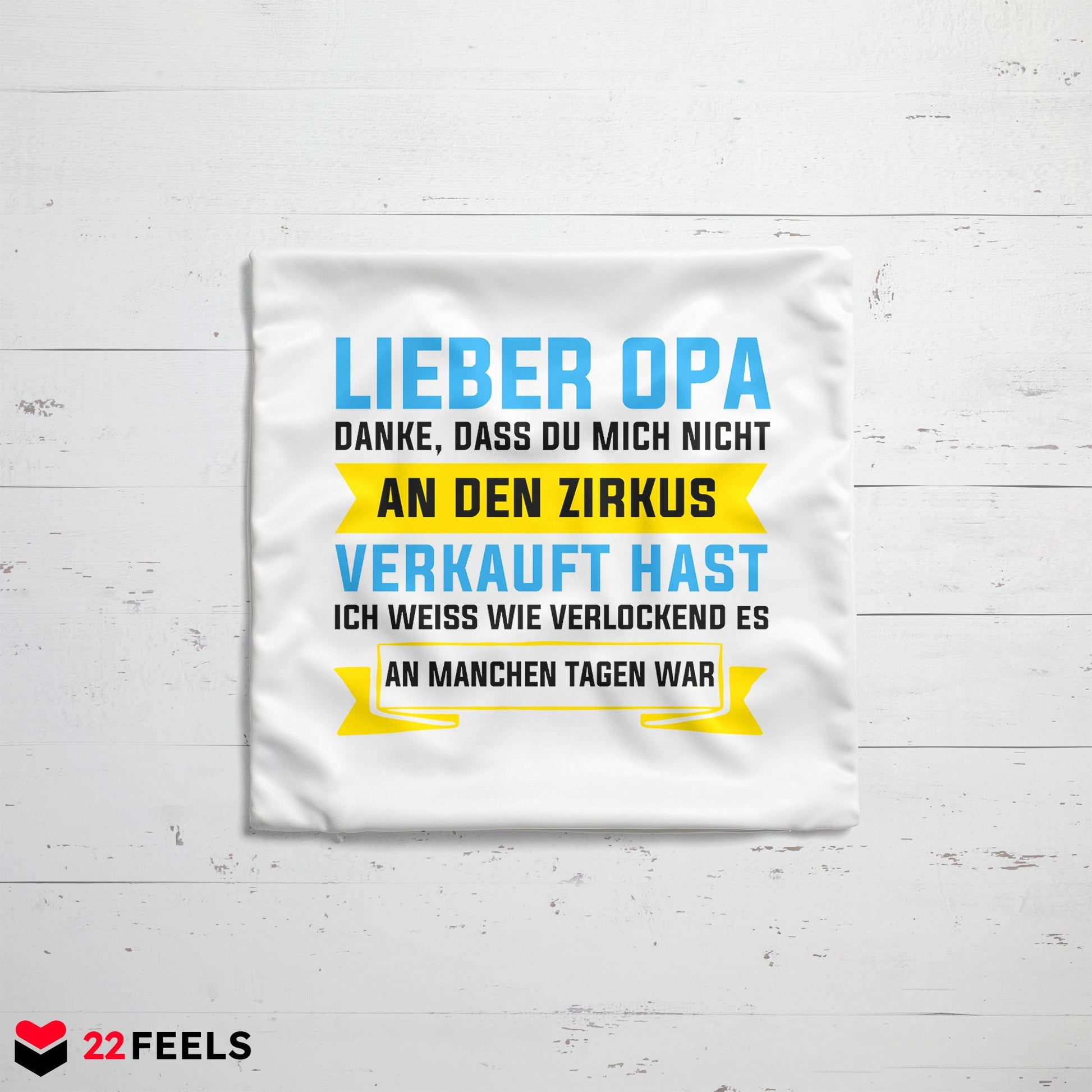 22Feels® Opa Geschenk - Kissen mit Spruch (Weiss 40x40cm)-Kissen Weiss 40x40-22Feels