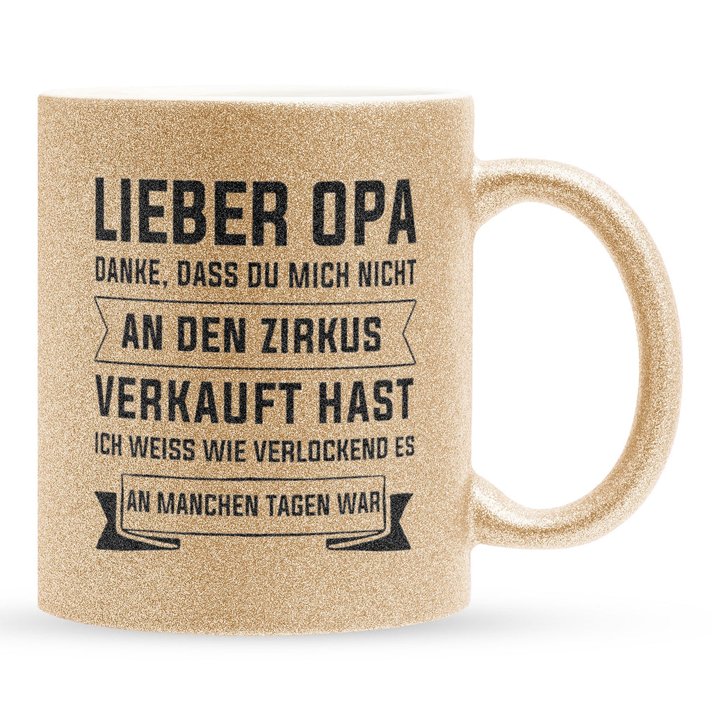 22Feels® Opa Geschenk - Glitzertasse mit Spruch (Gold, 320ml)-Glitzertasse Gold 320ml-22Feels
