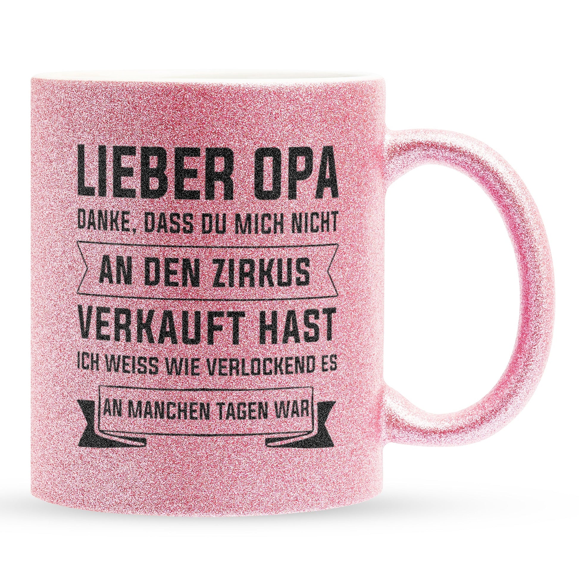 22Feels® Opa Geschenk - Glitzertasse mit Spruch (Pink, 320ml)-Glitzertasse Pink 320ml-22Feels