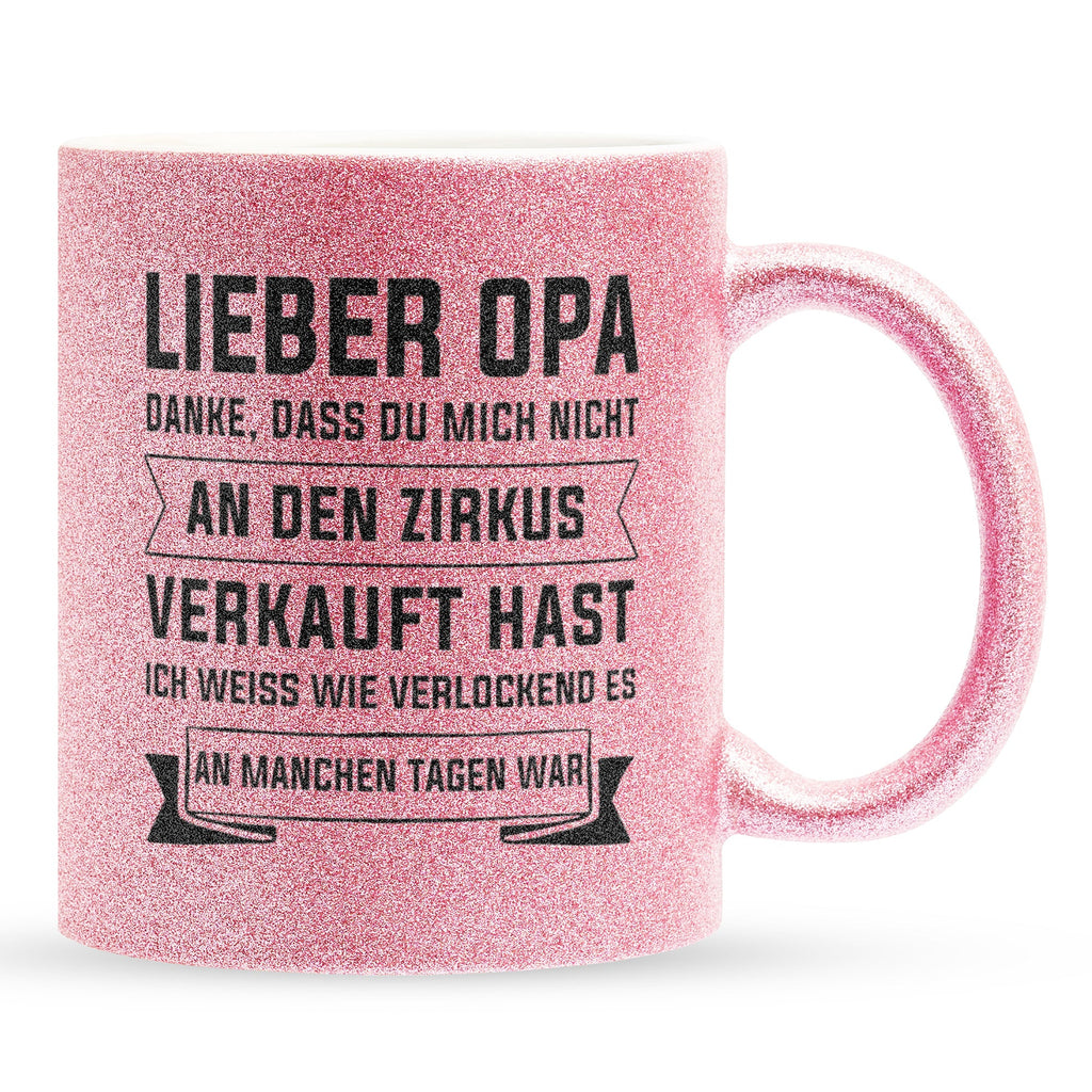 22Feels® Opa Geschenk - Glitzertasse mit Spruch (Pink, 320ml)-Glitzertasse Pink 320ml-22Feels