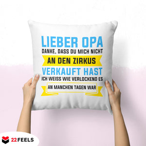 22Feels® Opa Geschenk - Kissen mit Spruch (Weiss 40x40cm)-Kissen Weiss 40x40-22Feels