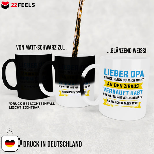 22Feels® Opa Geschenk - Zaubertasse mit Spruch (Matt-Schwarz und Weiss, 320ml)-Farbwechsel Tasse Matt 320ml-22Feels