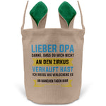 22Feels® Opa Grossvater Osterkorb mit Henkel Ostergeschenk Tragetasche Ostern Deko Osternest Körbchen Hasenohren (Beige/Grün)-Ostern Tragetasche-22Feels