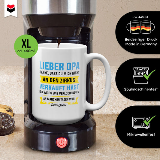 22Feels® Opa Geschenk - XL Tasse mit Spruch (Weiss, 440ml)-Weisse XL Tasse 440ml-22Feels