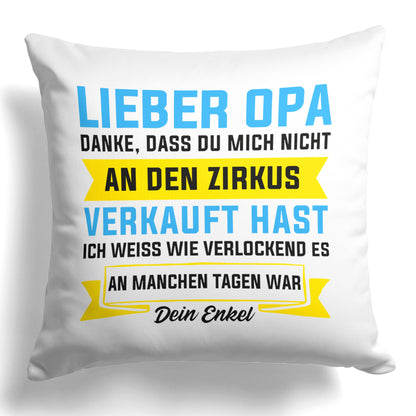 22Feels® Opa Geschenk - Kissen mit Spruch (Weiss 40x40cm)-Kissen Weiss 40x40-22Feels