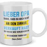 22Feels® Geschenk für Opas von Enkel - Tasse mit Spruch: Zirkus (Weiss, 320ml)-Weisse Tasse 320ml-22Feels