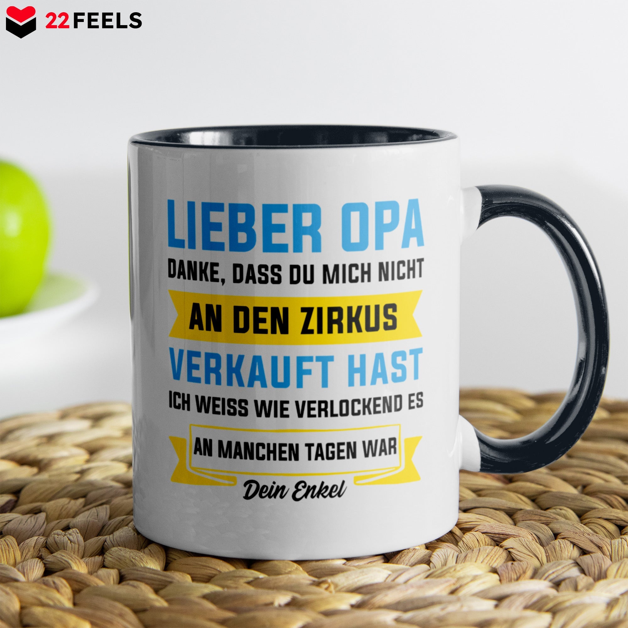 22Feels® Opa Geschenk - Tasse mit Spruch (Weiss-Schwarz, 320ml)-TwoTone Tasse Weiss-Schwarz 320ml-22Feels