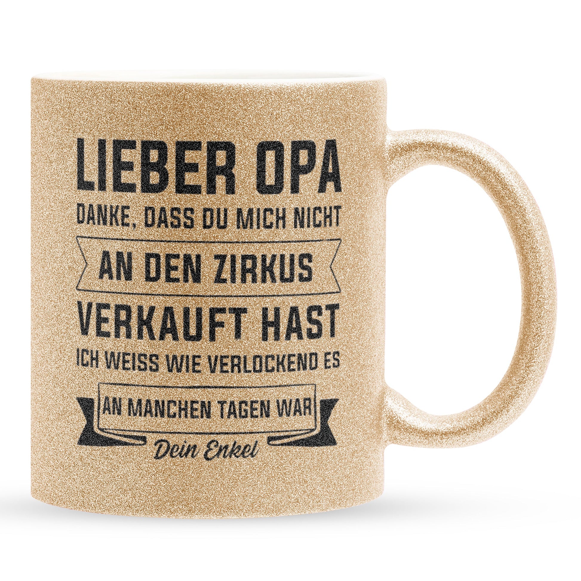 22Feels® Opa Geschenk - Glitzertasse mit Spruch (Gold, 320ml)-Glitzertasse Gold 320ml-22Feels