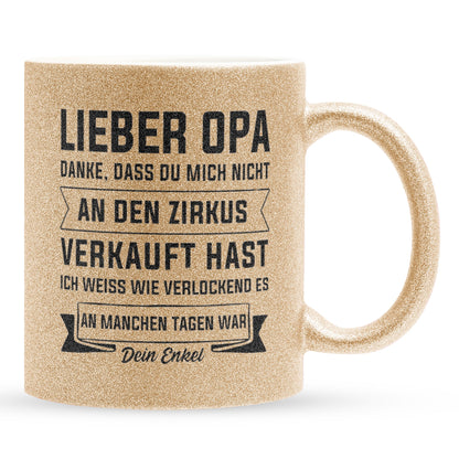 22Feels® Opa Geschenk - Glitzertasse mit Spruch (Gold, 320ml)-Glitzertasse Gold 320ml-22Feels