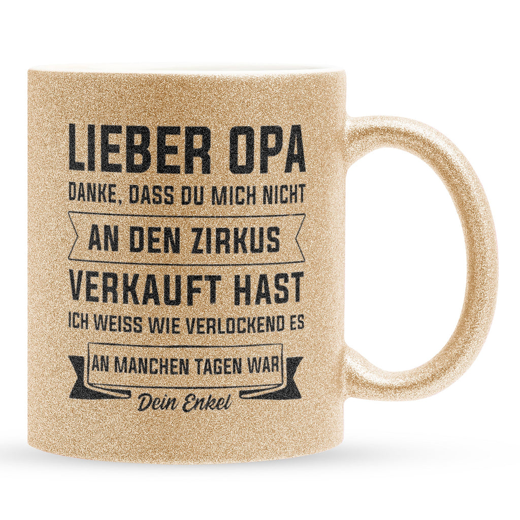 22Feels® Opa Geschenk - Glitzertasse mit Spruch (Gold, 320ml)-Glitzertasse Gold 320ml-22Feels