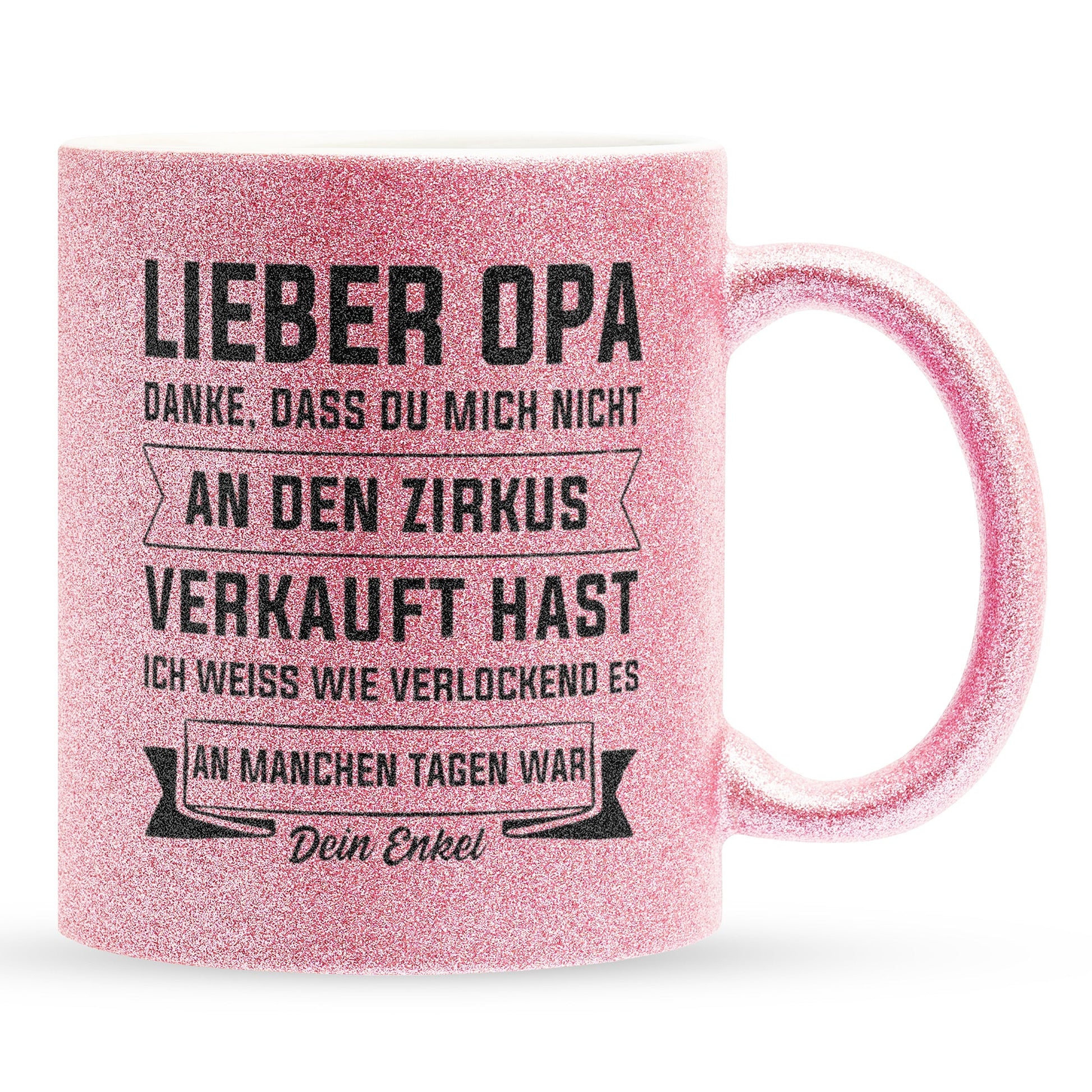 22Feels® Opa Geschenk - Glitzertasse mit Spruch (Pink, 320ml)-Glitzertasse Pink 320ml-22Feels