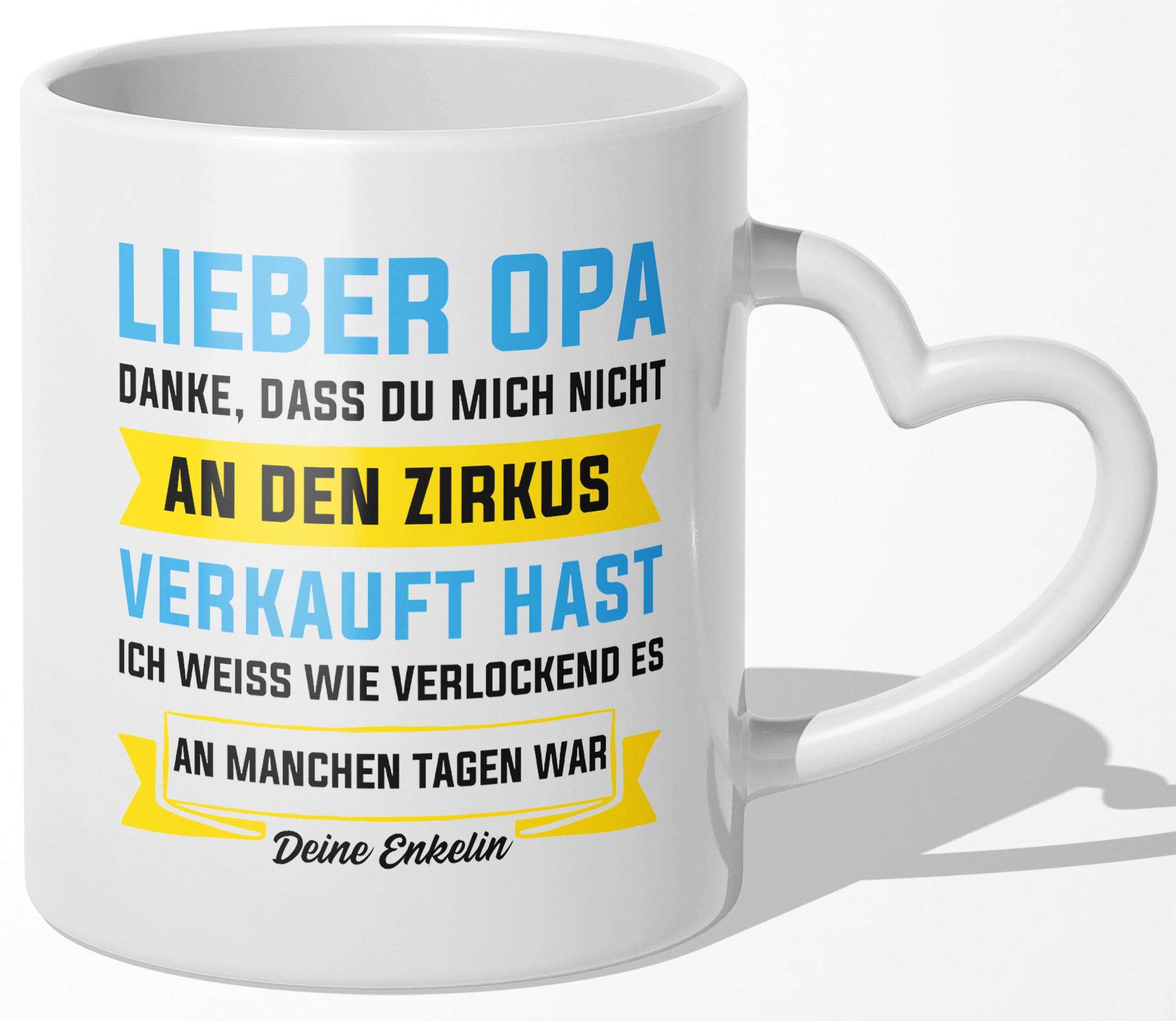 22Feels® Opa Geschenk von Enkelin - Tasse mit Spruch (Herzhenkel, Weiss, 320ml)-Tasse Weiss Herzhenkel 320ml-22Feels