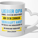 22Feels® Opa Geschenk von Enkelin - Tasse mit Spruch (Herzhenkel, Weiss, 320ml)-Tasse Weiss Herzhenkel 320ml-22Feels