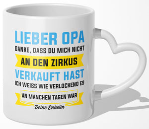 22Feels® Opa Geschenk von Enkelin - Tasse mit Spruch (Herzhenkel, Weiss, 320ml)-Tasse Weiss Herzhenkel 320ml-22Feels