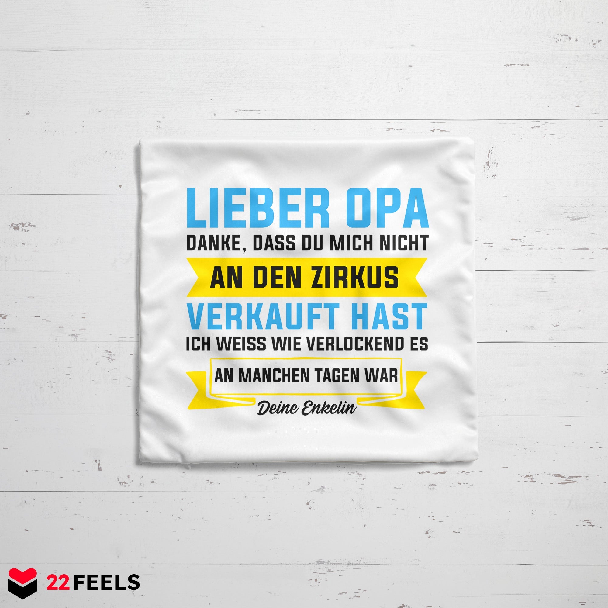 22Feels® Opa Geschenk - Kissen mit Spruch (Weiss 40x40cm)-Kissen Weiss 40x40-22Feels