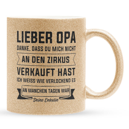 22Feels® Opa Geschenk - Glitzertasse mit Spruch (Gold, 320ml)-Glitzertasse Gold 320ml-22Feels
