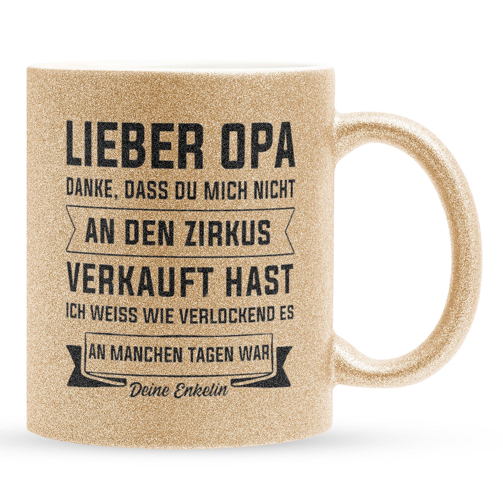 22Feels® Opa Geschenk - Glitzertasse mit Spruch (Gold, 320ml)-Glitzertasse Gold 320ml-22Feels