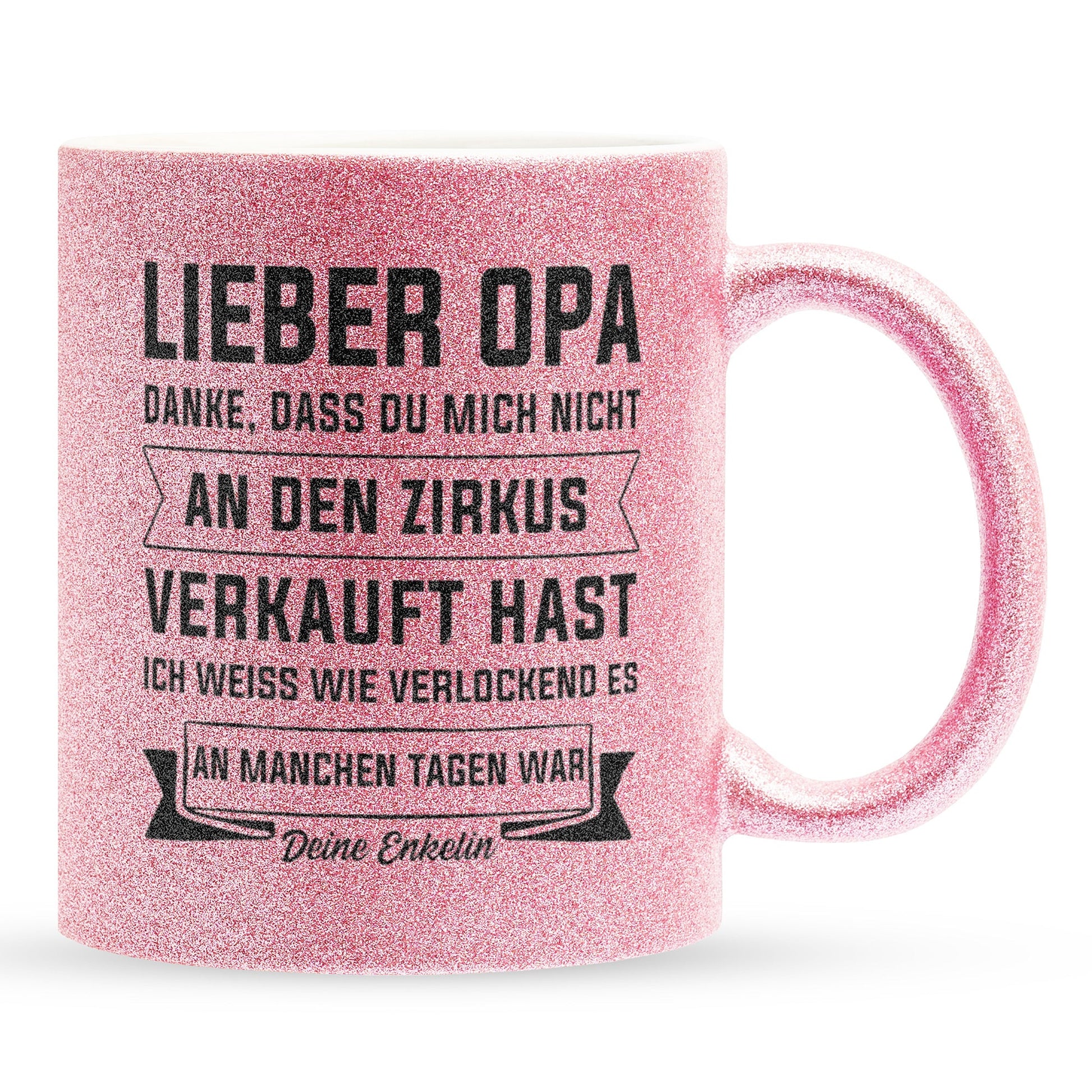 22Feels® Opa Geschenk - Glitzertasse mit Spruch (Pink, 320ml)-Glitzertasse Pink 320ml-22Feels