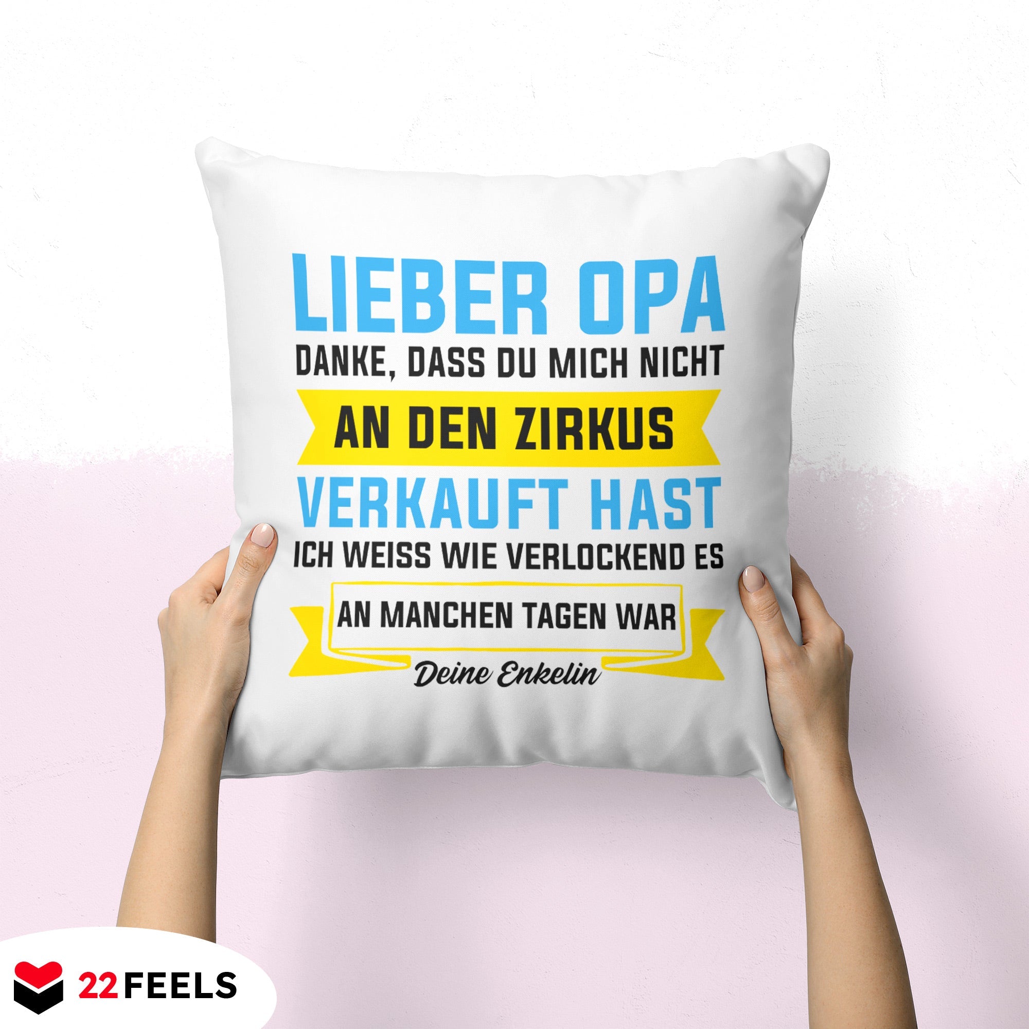 22Feels® Opa Geschenk - Kissen mit Spruch (Weiss 40x40cm)-Kissen Weiss 40x40-22Feels