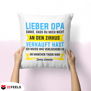 22Feels® Opa Geschenk - Kissen mit Spruch (Weiss 40x40cm)-Kissen Weiss 40x40-22Feels