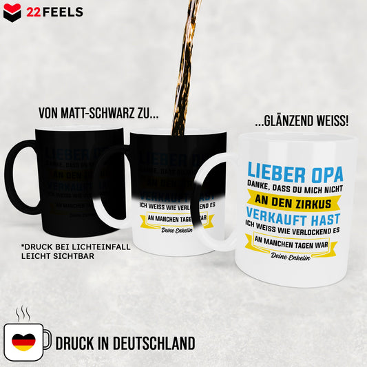 22Feels® Opa Geschenk - Zaubertasse mit Spruch (Matt-Schwarz und Weiss, 320ml)-Farbwechsel Tasse Matt 320ml-22Feels