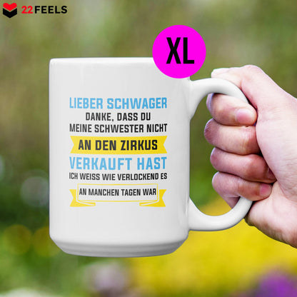 22Feels® Schwager Geschenk - XL Tasse mit Spruch (Weiss, 440ml)-Weisse XL Tasse 440ml-22Feels