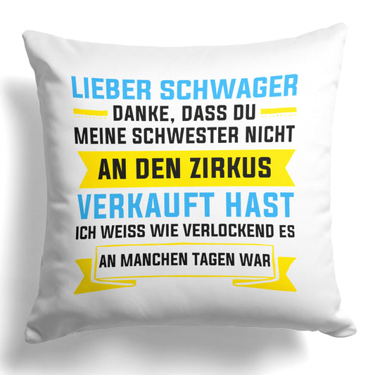22Feels® Schwager Geschenk - Kissen mit Spruch (Weiss 40x40cm)-Kissen Weiss 40x40-22Feels