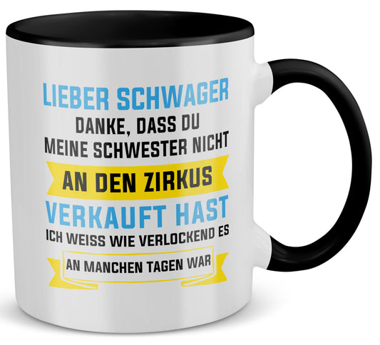 22Feels® Schwager Geschenk - Tasse mit Spruch (Weiss-Schwarz, 320ml)-TwoTone Tasse Weiss-Schwarz 320ml-22Feels